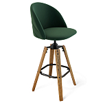 Барный стул со спинкой и металлической подставкой на 4-х деревянных ножках Зеленый Велюр Vendramin Chair варинант исполнения - 1 | Loft Concept в Саратове