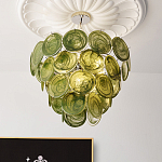 Люстра из зеленых стеклянных дисков с перламутровым эффектом Green Glowing Glaze варинант исполнения - 4 | Loft Concept в Саратове