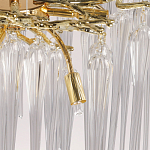 Люстра золотого цвета с декоративными ветками и длинными прозрачными стеклянными подвесами в форме сосулек Droplet Chandelier варинант исполнения - 9 | Loft Concept в Саратове