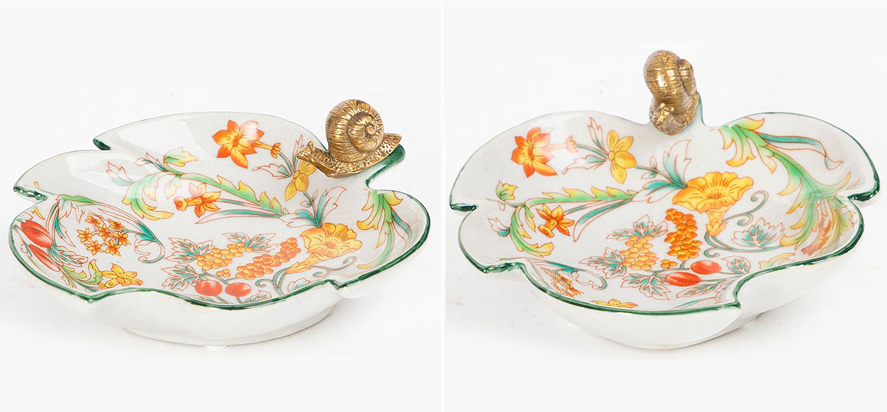 Пепельница фарфоровая с бронзовой улиткой Snail Пепельница фарфоровая с бронзовой улиткой Snail - Loft-Concept в Саратове
