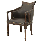 Кресло кожаное на 4-х деревянных ножках из массива березы Ethan Armchair brown варинант исполнения - 3 | Loft Concept в Саратове