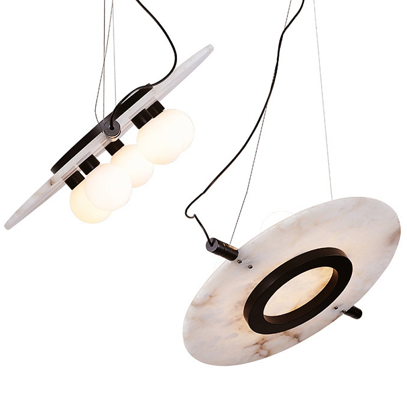 Подвесной светильник из мрамора в форме диска Marble Disc Pendant Light Белое матовое стекло Белый Мрамор Bianco Бронза Черный Подвесной светильник из мрамора в форме диска Marble Disc Pendant Light Белое матовое стекло Белый Мрамор Bianco Бронза Черный в Саратове | Loft Concept