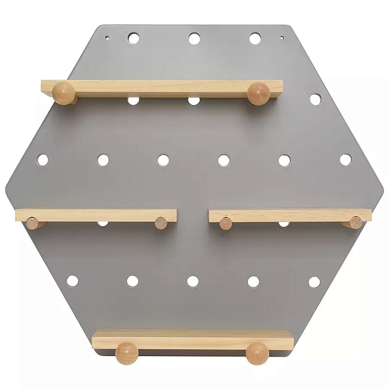 Полка настенная шестиугольная Multifunctional Hexagon Белый Древесина Серый Полка настенная шестиугольная Multifunctional Hexagon Белый Древесина Серый в Саратове | Loft Concept