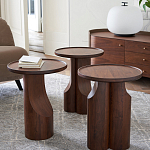 Круглый приставной стол из массива ореха Balu Wooden Side Table варинант исполнения - 7 | Loft Concept в Саратове