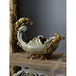 Чаша голубого цвета с оранментом и и бронзовыми фигурами леопардов Eden Garden варинант исполнения - 6 | Loft Concept в Саратове