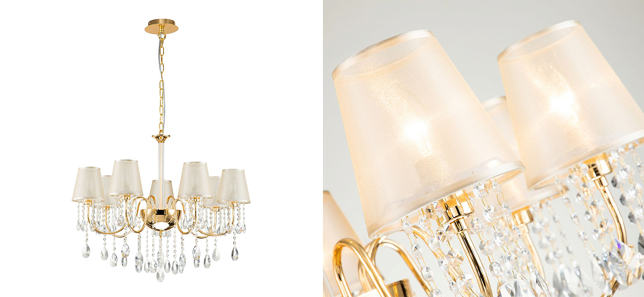 Люстра золотого цвета с хрустальным декором Dainty Light Люстра золотого цвета с хрустальным декором Dainty Light - Loft-Concept в Саратове