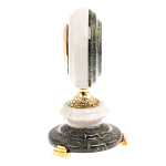 Часы настольные бронзовые из натуральных камней Мрамор и Змеевик Stone Clock варинант исполнения - 9 | Loft Concept в Саратове