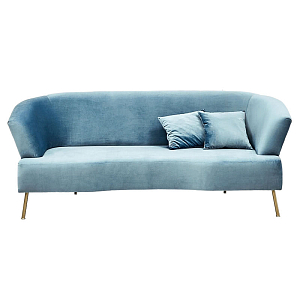 Диван с мягкой обивкой из ткани голубой Thomas Sofa