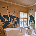 Обои ручная роспись Sarus Cranes Colourway SC-208 on Raw Silk dyed silk варинант исполнения - 1 | Loft Concept в Саратове