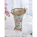 Ваза голубого цвета из фарфора с цветочным рисунком и бронзовой стрекозой Blue Garden варинант исполнения - 7 | Loft Concept в Саратове