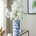 Ваза цилиндрической формы с крышкой и синим цветочным узором на белом фоне Blue & White Ornament варинант исполнения - 5 | Loft Concept в Саратове