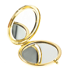 Зеркало карманное круглое двухстороннее из натурального камня Содалит в подарочной упаковке Gold Stone Mirrors варинант исполнения - 2 | Loft Concept в Саратове