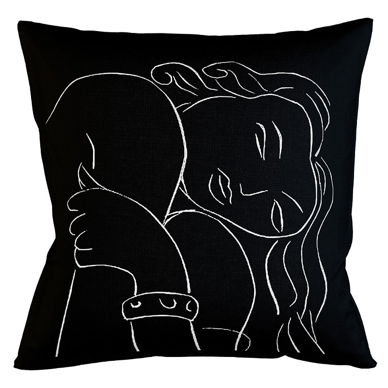 Декоративная подушка White Silhouette Pasiphae Pillow Бежевый Черный Декоративная подушка White Silhouette Pasiphae Pillow Бежевый Черный в Саратове | Loft Concept