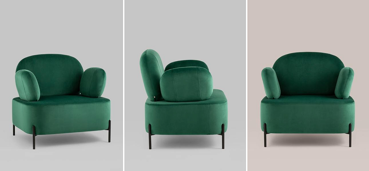 Кресло Color Block изумрудный велюр Кресло Color Block изумрудный велюр - Loft-Concept в Саратове