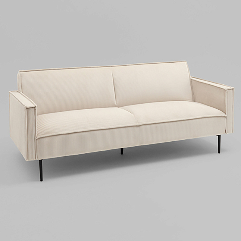 Диван современный вельветовый прямой Worcester Молочный Молочный Черный в Саратове | Loft Concept 