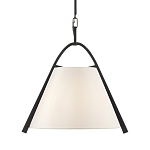 Подвесной светильник в форме конуса с белым тканевым абажуром и чёрным каркасом Stylish Solution варинант исполнения - 1 | Loft Concept в Саратове