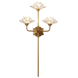 Бра Хрустальный Цветок Лотоса Lotus flower Wall Clear Glass 3