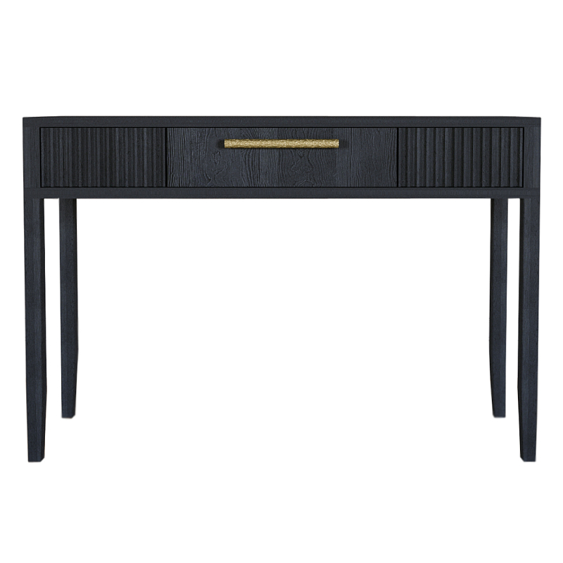Элегантная Консоль Primo с выдвижным ящиком Черный дуб Черный матовый Золотой в Саратове | Loft Concept 