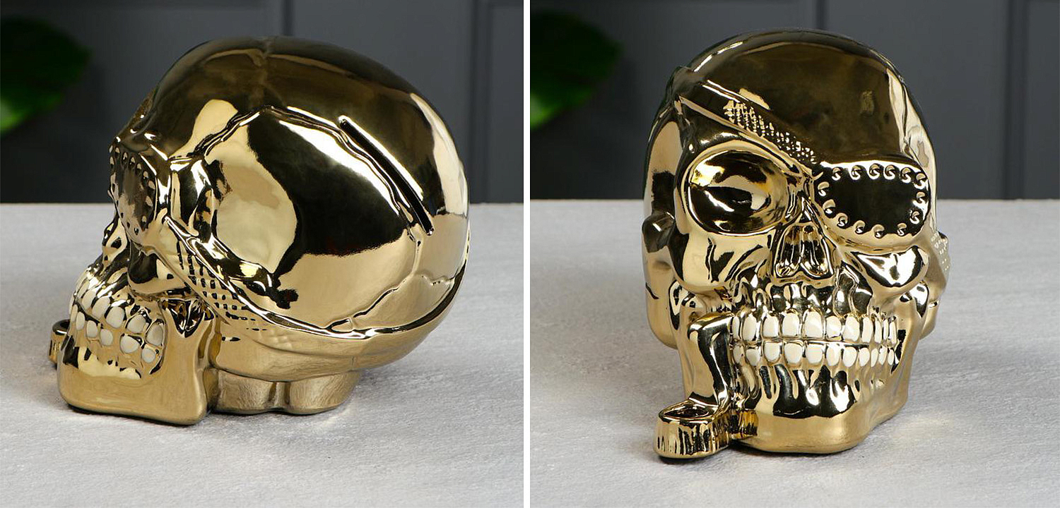Статуэтка Golden Skull with Pipe Статуэтка Golden Skull with Pipe - Loft-Concept в Саратове